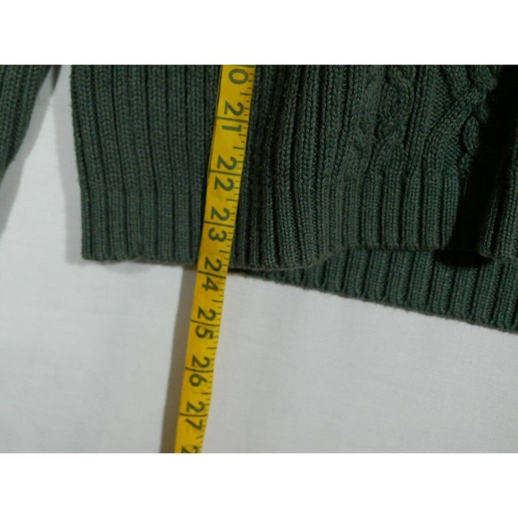 Lands' End Green Cable Knit Sweater - Picture 9 of 10